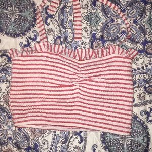Red and white striped crop top